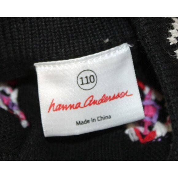 Hanna Andersson Girls Embroidered Flowers Knit Sweater Sz 110 US 5 Mock Neck - Picture 5 of 7